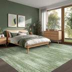 Dark Green Rug 5x7 for Dining Room Under Table Low Pile Non Slip Washable Area Rugs for Bedroom Aesthetic Abstract Olive Green Floor Carpet for Living Room 5 x 7