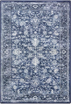 KILOCOCO Area Rug 3x5 Washable Entryway Rug Printed Vintage Floral Rubber Backed Non Slip Indoor Blue Kitchen Rugs for Living Room Laundry Room Playroom Mudroom Moroccan Area Rugs