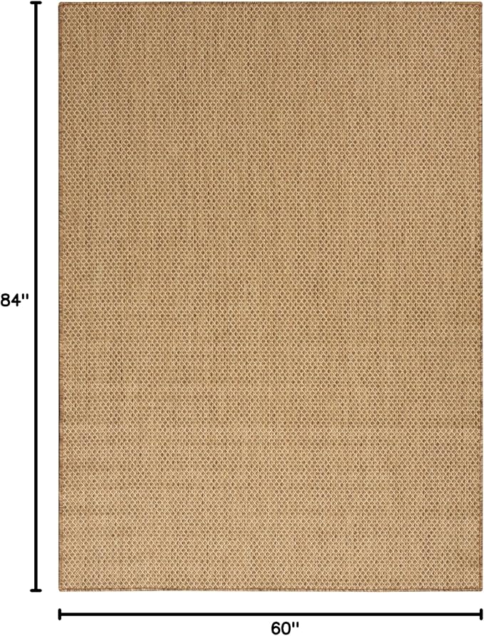 Nourison Home Courtyard Jute 5' x 7' Area Rug - Easy Clean, Non Shedding, Bed Room, Living Room, Dining Room, Kitchen (5' x 7')