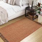 Collive Washable Area Rug 3' x 5', Modern Woven Kitchen Rugs, Terracotta Braided Cotton Rug Indoor Door Mat Throw Carpet for Entryway Living Room Nursery Laundry Room