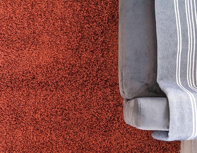 Unique Loom Solid Shag Collection Area Rug (3' 3" x 5' 3" Rectangle, Terracotta)