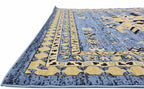 Unique Loom Taftan Collection Border Geometric Tribal Inspired Design Area Rug, 8 ft, Light Blue/Gold