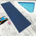 English Home Custom Size Non Slip Striped Design Durable PVC Non Slip Backing Tough Pile Runner Rug for Hallway, Outdoor, Indoor, Commercial, Residential, Pool, Office (Dark Blue, 26" x 08')
