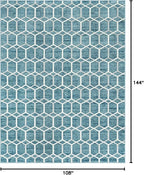 Rugs.com Lattice Trellis Collection Rug – 9' x 12' Blue Low-Pile Rug Perfect for Living Rooms, Large Dining Rooms, Open Floorplans