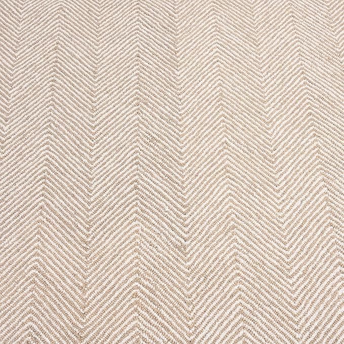 Modern Herringbone Chevron Collection Handcrafted Wool Area Rug - Durable, Zigzag Pattern, for High Traffic, Contemporary Design for Living Room, Bedroom, Dining Room Decor (Sand Beige, 2' x 3')