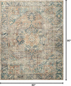 Loloi Margot Collection MAT-02 Terracotta/Lagoon 5'-0" x 7'-6" Area Rug feat. CloudPile, No-Shed Easy Clean Large Patterned Area Rug for Living Room, Bedroom, Dining Area