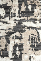 Abani Terra Cream Area Rug for Living Room, Bedroom - Black Abstract Pattern - 10' x 14' - Durable & Easy to Clean