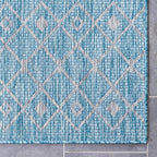 Unique Loom Outdoor Trellis Collection Area Rug - Tribal Trellis (7' 10" Square, Aqua/ Ivory)