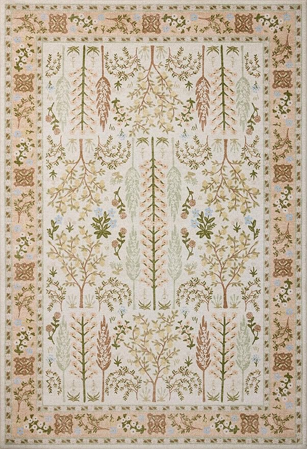 Loloi Rifle Paper Co. Canopy Collection CNP-01 Cream 3'-9" x 3'-9" Round Accent Rug