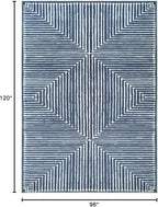 Bloom Rugs Washable Non-Slip 8' x 10' Rug - Blue Striped Area Rug for Living Room, Bedroom, Dining Room, and Kitchen - Exact Size: 8' x 10'