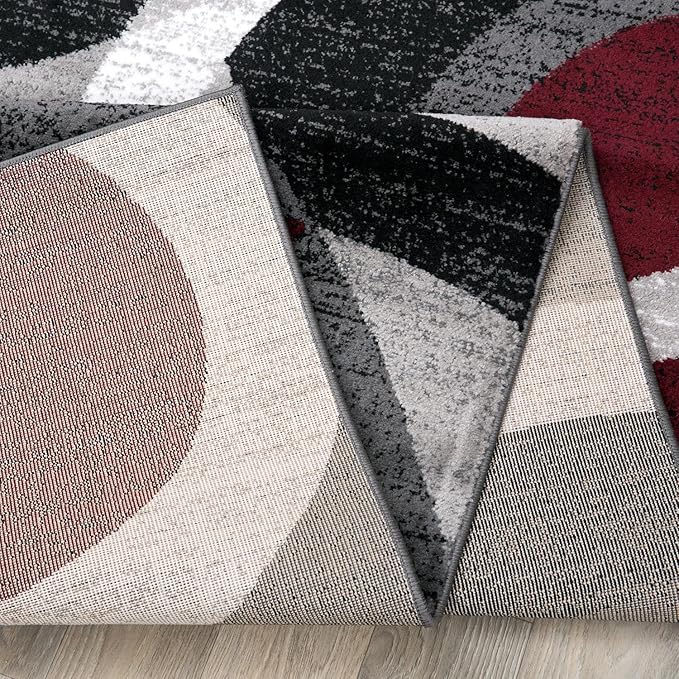 Rugshop Contemporary Abstract Circles Perfect for high Traffic Areas of Your Living Room,Bedroom,Dining Nook,Kitchen Round Rug 6' 6" (6' 6" Diameter) Red