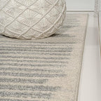 JONATHAN Y Khalil Modern Berber Stripe Cream/Gray Runner Rug, 2x8, Contemporary, Bohemian, Easy-Cleaning for Living Room, Bedroom, Kitchen, Pet Friendly, Non-Shedding (MOH207C-28)