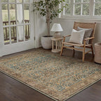 Area Rug 3x5 Entryway Office Washable Vintage Carpet Non Slip Indoor Kitchen Door Mat Retro Traditional Accent Throw Small Rug Brick Red for Bathroom Bedroom Dining Living Room