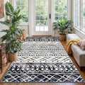 KUTA 4x6 Rug Boho Rugs for Living Room, Moroccan Washable Kitchen Rug Non Slip, Black Navy Blue Ultra Soft Print Geometric Entry Low-Pile Throw Carpet for Bedroom Nursery Dorm Decor