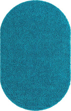 Unique Loom Solid Shag Collection Area Rug (5' 1" x 8' Oval, Turquoise)