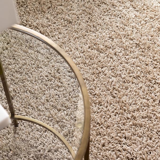 Unique Loom Solid Shag Collection Area Rug (4' Octagon, Taupe)