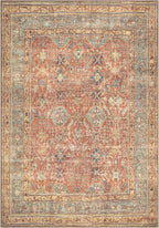 Bloom Rugs Washable Non-Slip 10x14 Rug - Terracotta/Mustard Traditional Oriental Area Rug for Living Room, Bedroom, Dining Room, and Kitchen - Exact Size: 10' x 14'