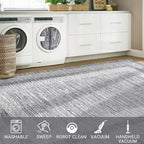 GarveeHome Modern Geometric Area Rug 5x7 Distressed Bordered Rug Washable Non Slip Floor Carpet Non Shedding Thin Rug, Soft Low Pile Rug, Contemporary Gray Rug for Dining Room, Living Room