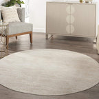 Nourison Home Nourison Essentials Ivory Beige 6' x Round Area Rug - Easy Clean, Non Shedding, Bed Room, Living Room, Dining Room, Kitchen (6' x Round)