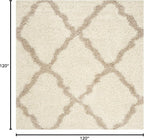 SAFAVIEH Dallas Shag Collection Area Rug - 10' Square, Ivory & Beige, Trellis Design, Non-Shedding & Easy Care, 1.5-inch Thick Ideal for High Traffic Areas in Living Room, Bedroom (SGD257B)