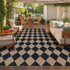 Lahome Checkered Easy Jute Carpet, Washable 8x10 Rugs for Living Room Outdoor Patio Rugs, Farmhouse Neutral Non Slip Stain Resistance Floor Carpet for Office Backyard Sunroom