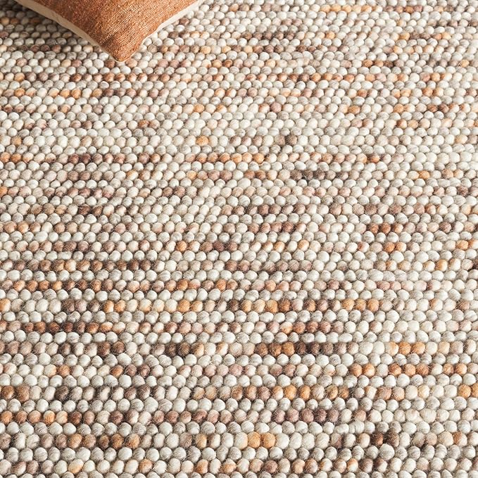 SAFAVIEH Natura Collection Area Rug - 6' Round, Dark Brown & Beige, Handmade Wool Blend, Textured Design, Ideal for Living Room, Bedroom, Dining Space (NAT620E)