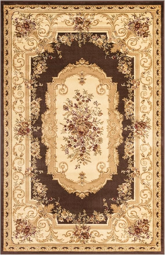 Rugs.com Chateau Collection Rug – 5' x 8' Brown Medium Rug Perfect for Bedrooms, Dining Rooms, Living Rooms