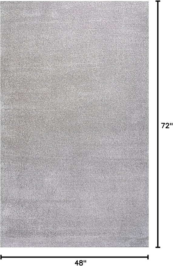 Eyely UES100K-4 Supersoft Haze Solid Low-Pile Indoor Area Rug Casual;Contemporary;Solid;Traditional, Bedroom, Kitchen, Living Room, Easy-Cleaning, Non-Shedding, 4 X 6, Light Gray