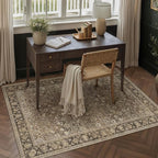HUGEAR 4x6 Machine Washable Rugs Brown Hallway Area Rug Indoor Accent Rug Floral Low Pile Carpet Soft Throw Rug Bedroom Living Room Office Dining Room Kitchen Laundry Room Non Slip