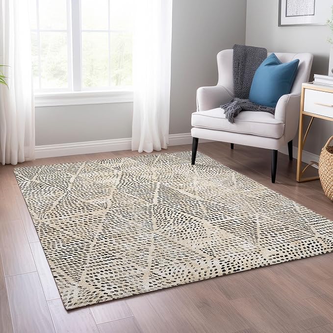 Addison Rugs Chantille ACN591 Beige 9' x 12' Indoor Outdoor Area Rug, Easy Clean, Machine Washable, Non Shedding, Bedroom, Living Room, Dining Room, Kitchen, Patio Rug