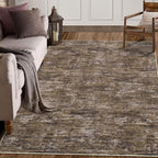 RUGSREAL 6x9 Large Bedroom Area Rug Soft Modern Area Rug for Living Room Non-Slip Stain Resistant Abstract Throw Floor Carpet Contemporary Rug Solid Accent Rug for Dining Room Office, Brown