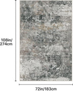 GENIMO Washable 6x9 Area Rugs for Living Room, Non Slip Modern Abstract Rug, Machine Washable Stain Resistant Low Pile Soft Carpet for Bedroom, Dining, Office, Black Grey