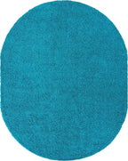 Unique Loom Solid Shag Collection Area Rug (8' x 10' Oval, Turquoise)