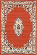 Unique Loom Reza Collection Traditional Persian Style Area Rug, 4 x 6 ft, Terracotta/Ivory