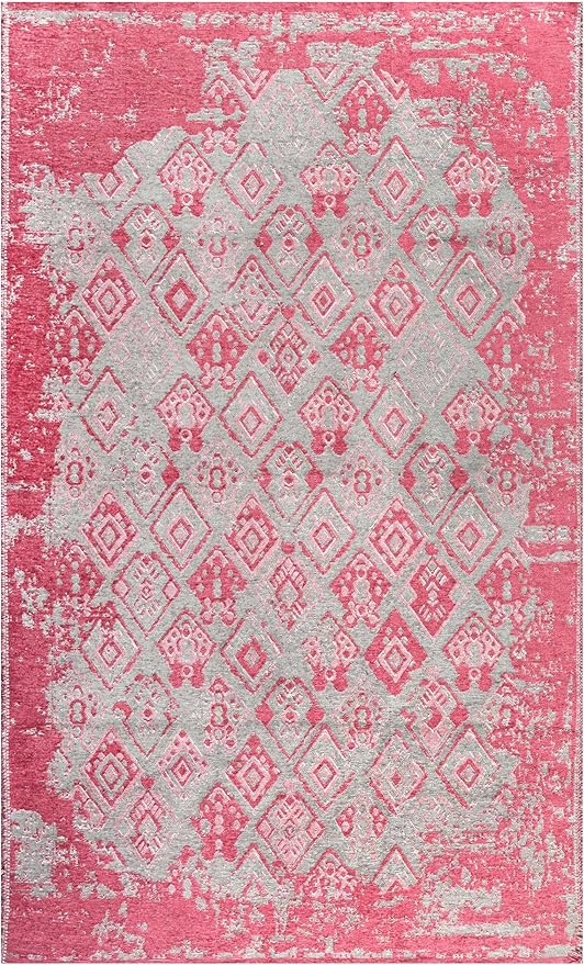 Alfa Rich 5x8 Pink Gray Reversible Washable Area Rugs for Living Room Bedroom Kitchen Decor Rug