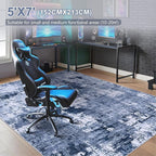 Area Rug Living Room Rugs - 5x7 Washable Large Soft Indoor Neutral Modern Abstract Low Pile Rug Carpet for Bedroom Dining Room Farmhouse Home Office - Navy Blue