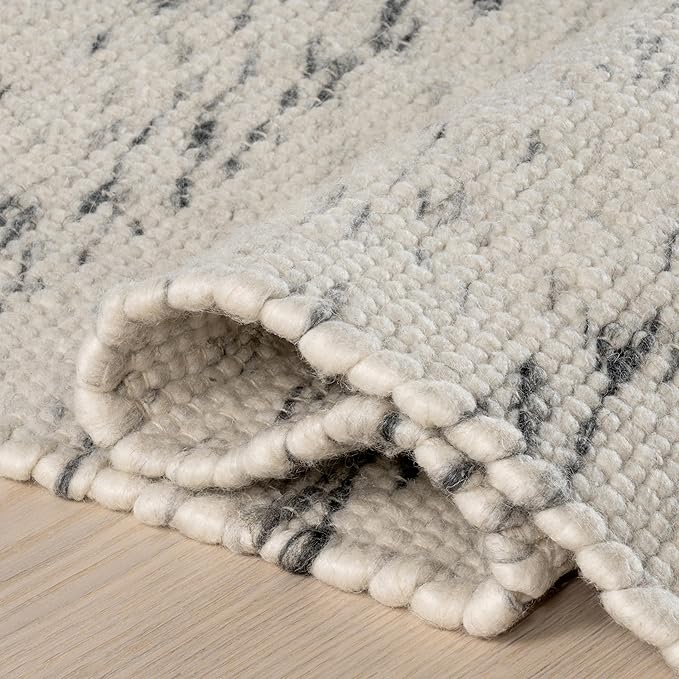 Rugs USA Santa Ynez Ivory/Grey, 4' x 6', Handmade, Marled, Wool & Cotton, Soft and Cozy, High Traffic, Stain Resistant, Easy Clean, Durable Area Rug for Bedroom, Living Room, Dining, Den, Foyer