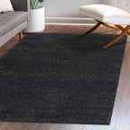 Eyely UES100I-14 Supersoft Haze Solid Low-Pile Indoor Area Rug, Coastal, Bohemian, Minimalist, Classic, Casual for Bedroom,Kitchen,Living Room,Non Shedding,Easy-Washing, Black, 10 X 14