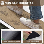 Door Mat Indoor Entrance 31"x47", 0.16" Thin Paw Print Low Pile Doormat, Non Slip Welcome Mat, Trap Dirt and Moisture, Easy Clean, Brown