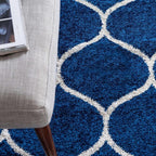 Rugs.com Lattice Frieze Collection Rug – 6' Square Navy Blue Medium Rug Perfect for Living Rooms, Kitchens, Entryways