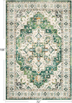 zesthome 6x9 Area Rugs, Machine Washable Rugs for Living Room, Bedroom,Stain Resistant Vintage Large Area Rug,Non-Slip Medallion Pattern Home Decor Rugs (Green,6'x9')