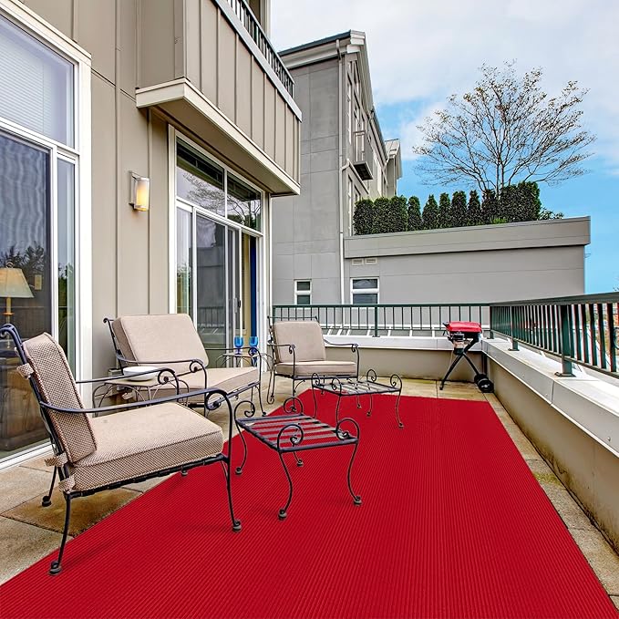 Ottomanson 3'11" x 50' Hallway Runner with Scraper Pile - Extra Durable Non-Slip Rug Mat for Indoor & Outdoor Use - Ideal for Kitchen, Entryway & Garage - High-Traffic Carpet, Red