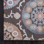 CAMILSON Indoor Outdoor Rug 5x7 Bohemian Medallion Floral Area Rugs for Indoor and Outdoor Patios Easy-Cleaning Non-Shedding Living Room Garden and Kitchen Washable Outside Carpet (5 x 7 / Brown)