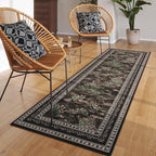 Rugcomf Runner Rug Impressionist-Style Vintage Kitchen Rugs Non Slip Washable Soft Carpet Runner for Kitchen Laundry Bedroom Bathroom, Black