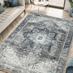 Keen Home Design 8x10 Rug - Machine Washable Area Rug with Non-Slip Backing, Ideal for Living Room, Dining Room, Bedroom - Vintage, Easy Clean, Durable, Low Pile - (8' x 10')