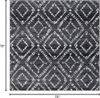 SAFAVIEH Adirondack Collection Area Rug - 6' Square, Black & Ivory, Modern Diamond Distressed Design, Non-Shedding & Easy Care, Ideal for High Traffic Areas in Living Room, Bedroom (ADR131A)