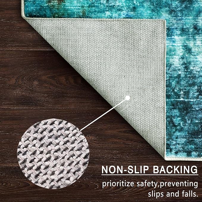 vivorug 9x12 Area Rugs for Living Room, Non Slip Machine Washable Modern Abstract Rug, Ultra-Thin Lightweight Large Area Rug Carpet for Bedroom, Dining Room, Low Pile, Rosy Clouds