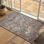 Rugcomf Indoor Door Mat 2x3 Rug Vibrant Tree of Life-Patterned Vintage Machine Washable Small Area Rug Non-Slip Low Pile Throw Rugs for Entryway Kitchen Front Door Entrance Entry Kids Room, Grey