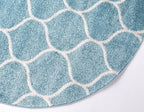 Rugs.com Lattice Frieze Collection Rug – 5' Round Light Blue Medium Rug Perfect for Kitchens, Dining Rooms