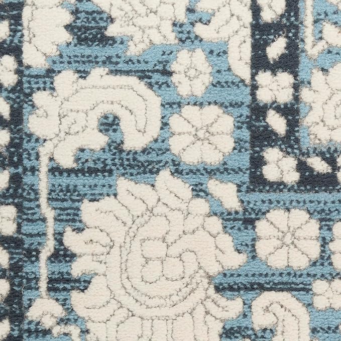 Nourison Home Grace Blue 7'10" x 9'10" Area Rug - Easy Clean, Non Shedding, Bed Room, Living Room, Dining Room, Kitchen (8' x 10')